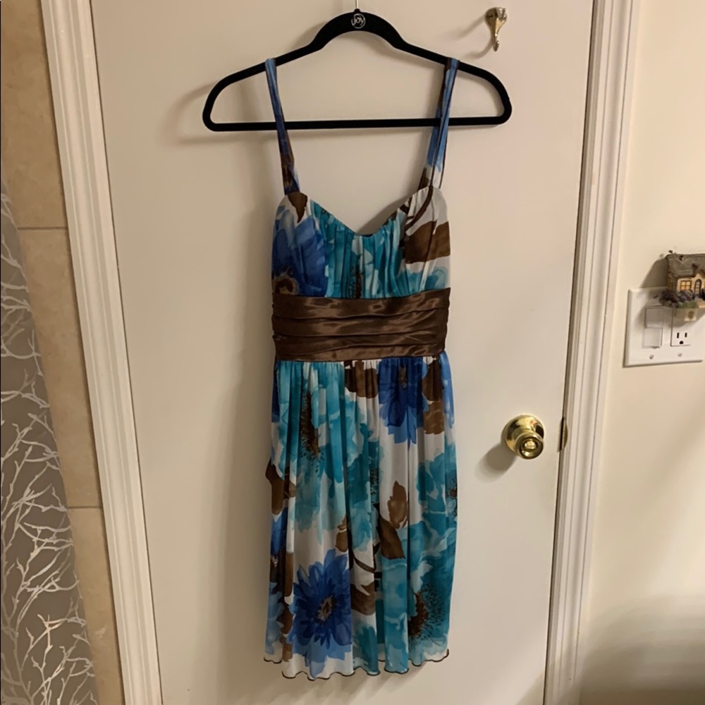 NWT Trixxi Y2K Blue and Green Sleeveless Sundress with Sweetheart Neckline